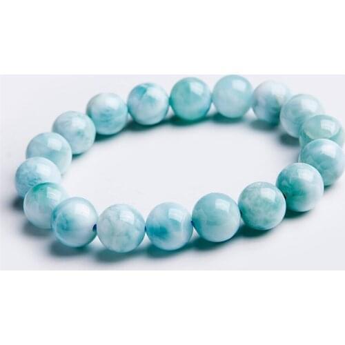 Genuine Blue Natural Larimar Bracelet Women Female Stretch Crystal Fashion Jewelry Natural Stone Round Bead Bracelet