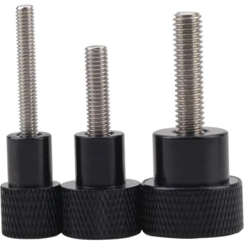 1pcs M10 Stainless steel knurled knob flat high head screws Aluminum alloy handle big round head screw black 16-35mm length