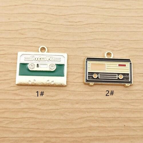 10pcs tape and tape recorder enamel charm for jewelry making earring pendant bracelet necklace charms diy design charms