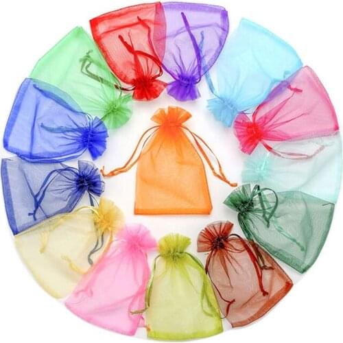 10x12cm Organza Jewelry Bag Christmas Decoration Drawable Bags Gift Pouches Jewelery Packaging Present Sweets Pouches 100pcs
