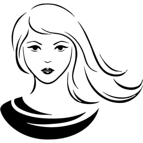 13.8CM*13.1CM Beautiful Woman Hair Hairstyle Barbershop Vinyl Car Sticker C22-0217