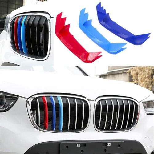 3 Pcs/Set Car ABS Front Grille Trim Sport Strips Cover Fit For BMW X2 F39 2018 Red/Blue/Sky Blue Decoration Stying Strickers