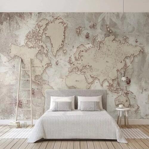 Custom 3D Photo Wallpaper Retro World Map Wall Painting Living Room Study Elders Bedroom Background Wall Murals Home Decoration