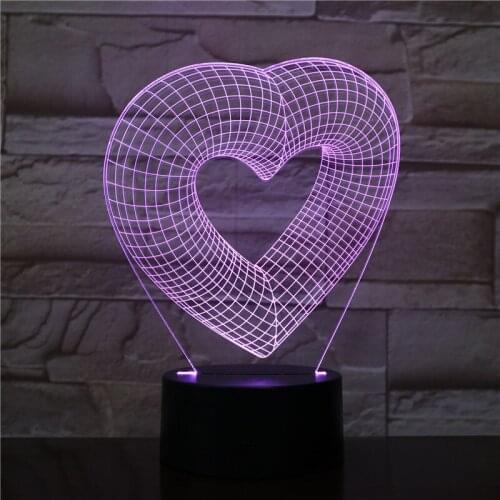 Hearts Shape 7/16 Colors Chang 3D Table LED Night Light Sleep Bedroom Decor Lamp Man Boys Lovers Gift Dropshipping 3D-2047