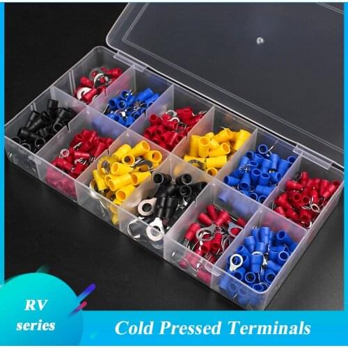 420Pcs/Box RV Ring Terminal Crimp Connector 12 in1 Copper Insulated Cord 0.5-6mm2 Eletrical Wire Cable End Butt SV Bullet Plug
