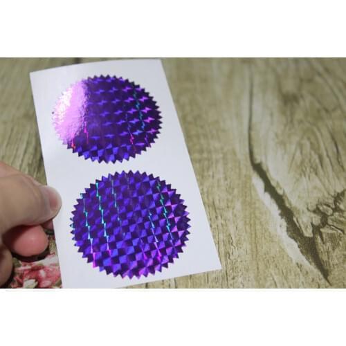 5cm Purple Hologram serrated edge sticker, starburst round sticker seals