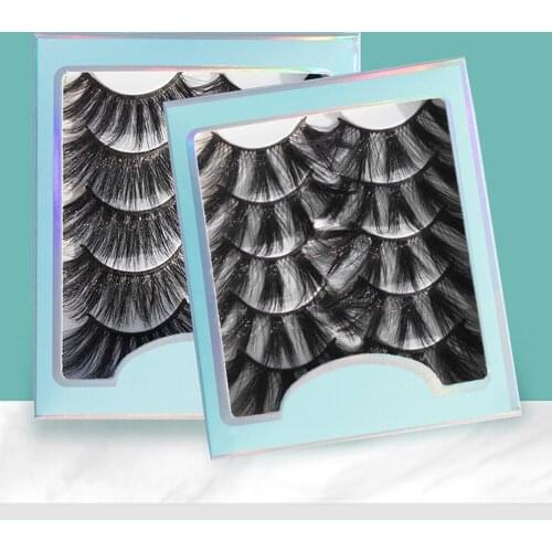 5D 25mm Mink Eyelashes Private Label Wholesale Bulk 5 Pairs Multi-layer Thick Bushy Lengthen Fake Eyelashes Curly Lashes No Logo