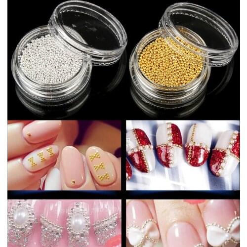 600pcs/ball Manicure Gold and Silver Ball Nail Art Stickers Tips 1mm 3g Metal Jewelry Wheel Nail Rhinestone Decoration