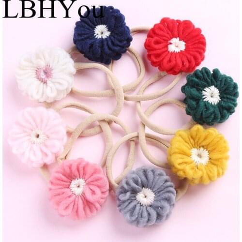8PCS/LOT Newborn Baby Girls Sweater Nylon Headbands For Girls .Toddler Girls Elastic Nylon Bows Headwraps,Baby Hair Accessories