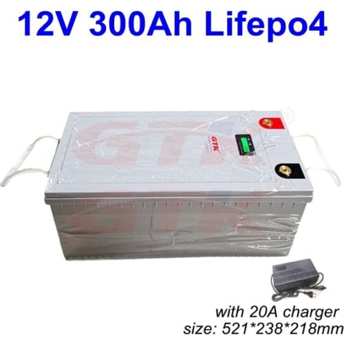 GTK Deep cycle 4S3P 12V 300Ah Lifepo4 Battery Pack with BMS for powerful solar energy inverter+ 14.6V 20A Battery charger
