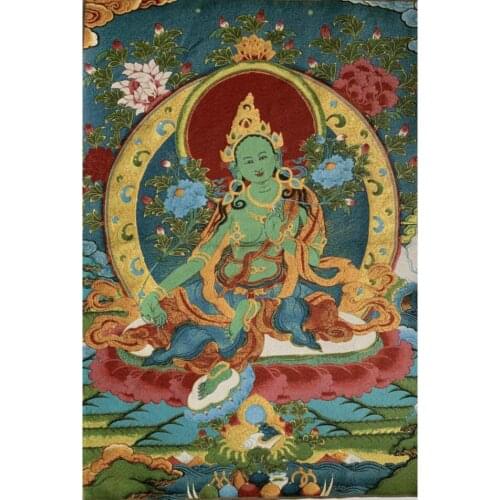Archaize Green Tara Buddha embroidery Hanging Images crafts
