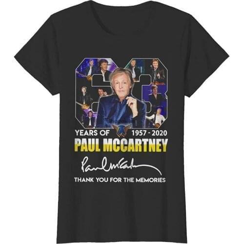 CAR FURNITURE 63 Years of 1957 2020 Paul-mccart-ney Thank You for The Memories Signature Shirt Short Sleeve Graphic Tee Wo