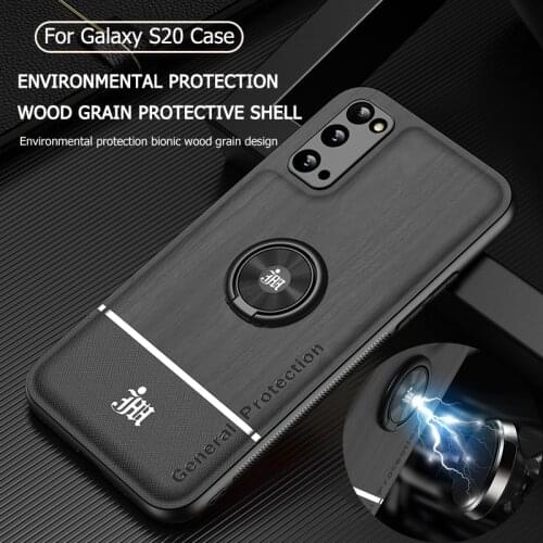 Bionic Wood Grain Mobile Phone Case For Samsung Galaxy S20 Plus Ultra FE 5G Adsorption Ring Bracket Cover Lens Protection Cases
