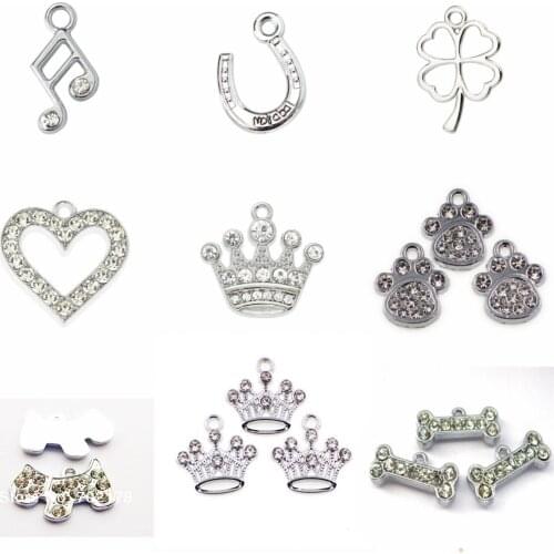 10Pcs/Lot Necklace Pendant For Women Jewelry Making Dog Paw Crown Pendant Necklace Hang Charms Keychain Bag DIY Accessories Gift