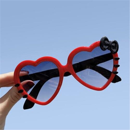 Lovely Kitten Cartoon Children Sunglasses Cute Heart Shape Shades Butterfly Knot Sun Glasses for Girls Boys Anti UV400