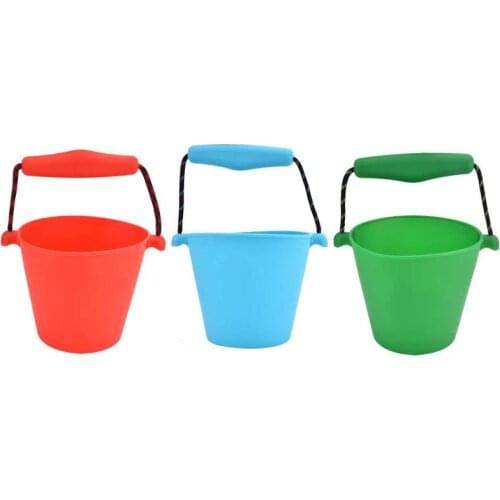 Baby Foldable Silicone Beach Bucket Folding Hand-held Barrel Kids Bath Toy Sand Dabbling Pour Water Toy Collapsible Beach Toy