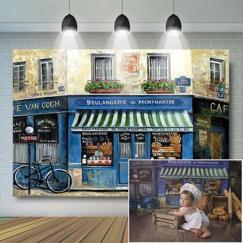 Street Bakery Art Photography Background Retro Street Birthday Party Newborn Baby Shower Backdrop Dating Photocall Photo Studio