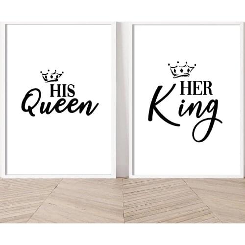 Canvas Painting Black And White King and Queen Definition Quote Posters Prints Bedroom Melanin Wall Art Black Beauty Home Decor