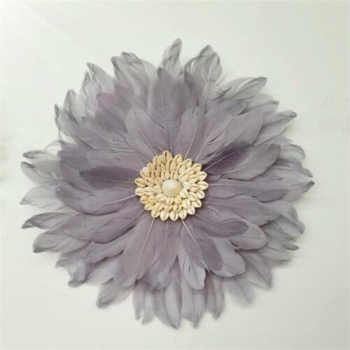 Ins Creative Handmade Conch Heart-shaped Feather Wall Decor Home Model Room Villa Hotel Art Wall Hanging Fashion Deco Ornaments