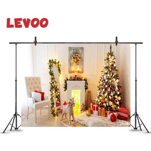 LEVOO Christmas Interior Backdrop Xmas Tree Toys Gifts Fireplace Photography Background Photo Booth Photo Studio Photozone