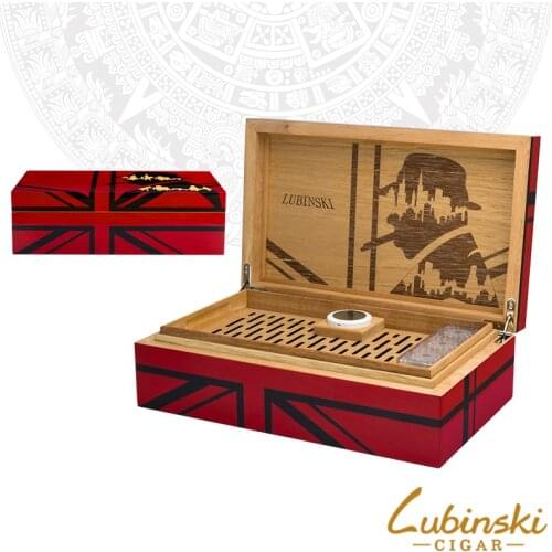LUBINSKI Spanish Cedar Wood 2-Storey Travel Humidor With Humidifier Hygrometer Cigar Case Hold 100 Cigars Humidor Box For COHIBA
