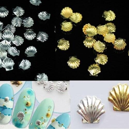 1000pcs Nail Art Sea Shell Charming 3D Studs Rhinestone Metallic Gold/Silver 3mm/5mm Shell Nails Art Accessories Ornaments Shell