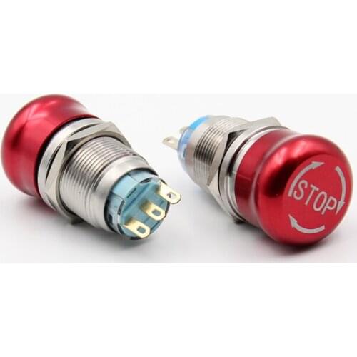19mm Metal Emergency Stop Push Button Switch Swirling- Releasing Push - Lock Type Button Switch
