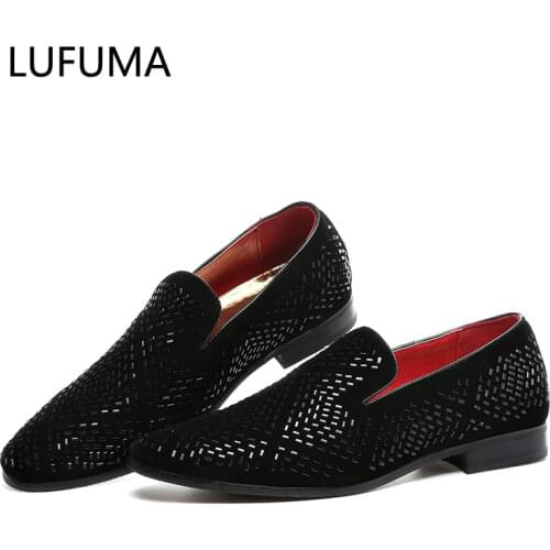 Men Fashion Loafer Shoes party Dress Casual Rhinestone Pointed Toe Flat Breathable party Dress Shoes Zapatos Hombre