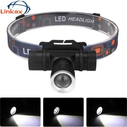 2000LM XM-L T6 LED Head Lamp 3-Mode Zoom Head Light USB Charge Head Torch Camping Flashlight Hunting Frontal Lantern Lamp Light