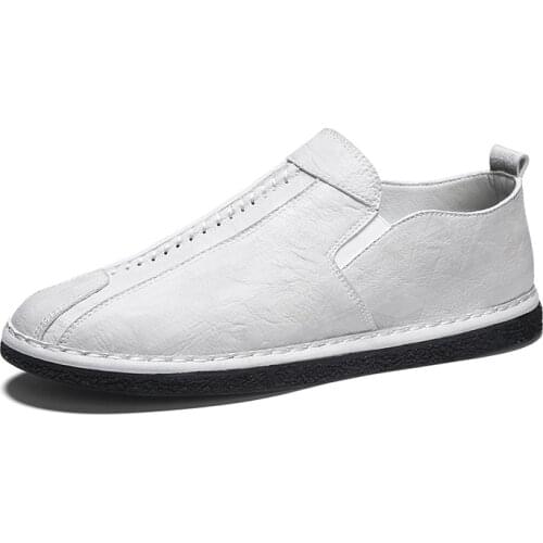 New Men Leather Casual Shoes Soft Loafers Men Moccasins Shoes Slip-on Men Lightweight Driving Shoes Flats