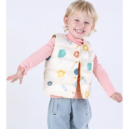 Autumn Childrens down Cotton Vest Cartoon Vest Boy and Girl Baby Warm Outside coat