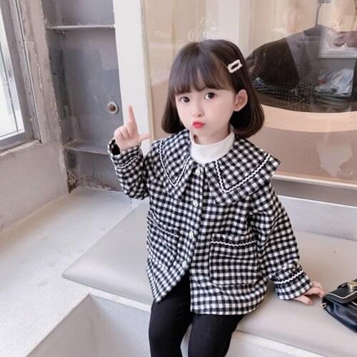 Girls Coat Outerwear Plaid Pattern Girls Coats Casual Style Childrens' Jacket Spring Autumn Childrens Clothing