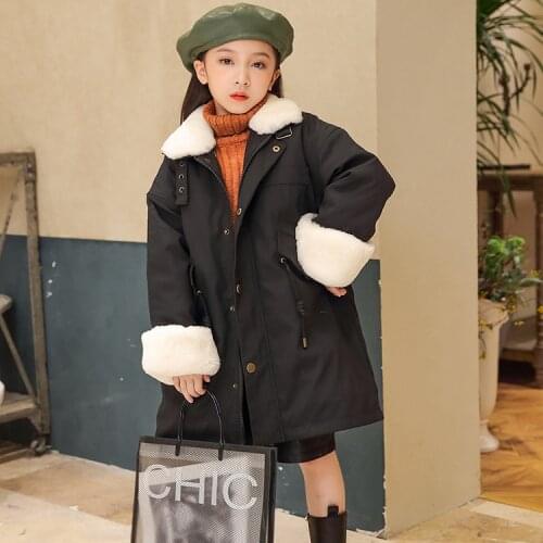 Girls Fur Coat Parkas Winter Jacket For Kids Warm Thick Coats Teenage Children Outwear Parka For Child Long Outerwear