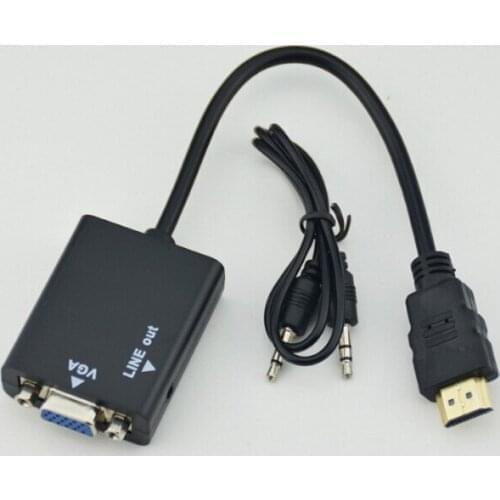 400pcs HDMI to VGA female and with 3.5mm Jack Audio cable Video Converter Adapter For TV PC Laptop DVD