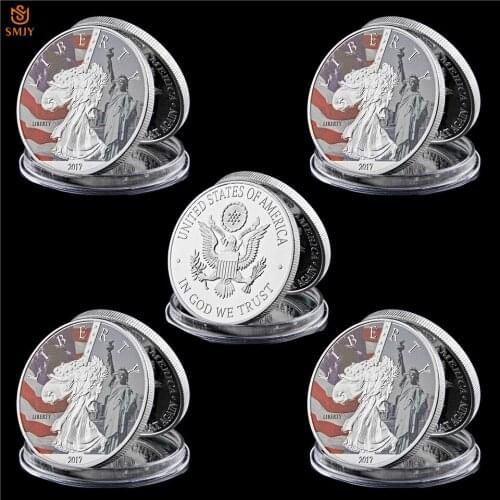 5Pcs US National Cultural Site Statue of Liberty Statue Of Liberty USA Gold Challenge Coin Collection For Gifts