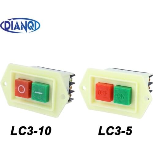 1PCS LC3-5 LC3-10 Start Stop Push Button Switch on/off 10A/380V Table Drill Grinder Cutting Machine Switch