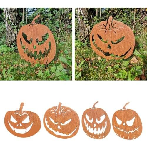Iron Art Metal Pumpkin Garden Decor Silhouette Outdoor Crafts Lawn Family Party Decorations Ornaments for Halloween