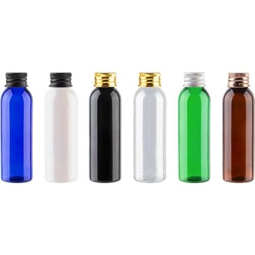 Gold Silver Bronze Black Aluminum Screw Cap Bottles 60ml Small Size For Travel Packaging Lotion Toner Shampoo Plastic Container