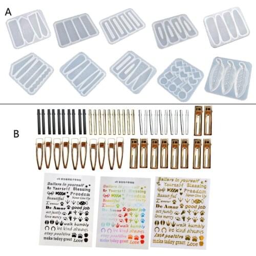 MXME 10Pcs DIY Hair Pin Casting Mold Set Barrettes Acrylic Hair Clip Silicone Molds