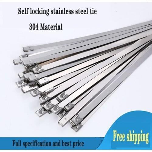 20PCS 4.6mm width 100-1300mm length 304Material Stainless steel metal Cable Ties tie Zip Wrap Exhaust Heat Straps Induction pipe