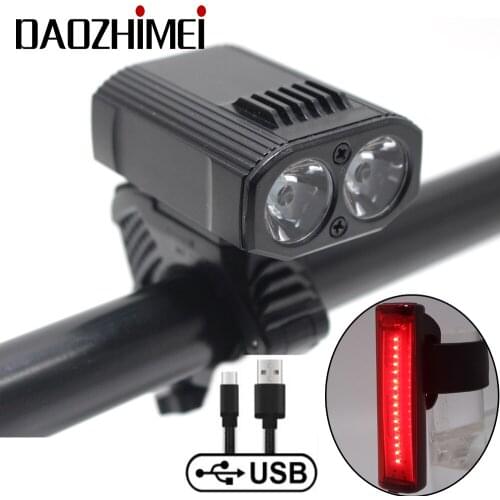 2000 Lumens Waterproof MTB Bicycle Light USB Rechargeable 5 Light Modes LED Headlight Flashlight for Night Safety Cycling