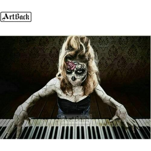 5d diy diamond painting skull girl piano picture full square landscape 3d diamond mosaic embroidery sticker decoration crafts
