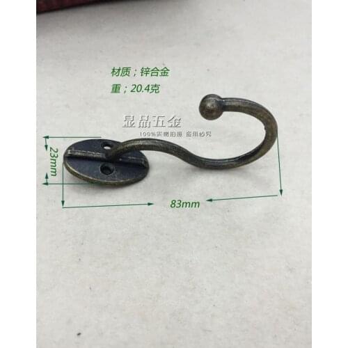83*23mm Coathook Black clothes hanging hook Single hook Antique Furniture Hardware hook up Furniture Hook wholesale
