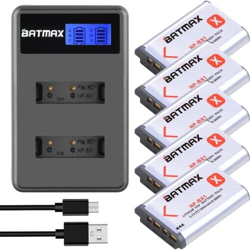 Batmax NP-BX1 NP BX1 NPBX1 battery 1860mAh +LCD Dual Charger For Sony FDR-X3000R RX100 AS100V AS300 HX400 HX60 AS50 WX350 AS300V