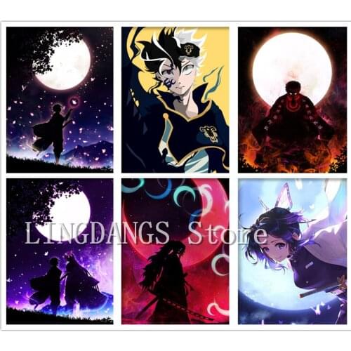 5D DIY Diamond Painting Demon Slayer Anime Black Clover Cartoon Manga Diamond Mosaic Embroidery Cross Stitch Art Home Decor Gift