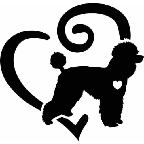 Poodle Animal Pet Love Heart Car Stickers Bumper Anti-UV Car Accessories for JEEP Van Bike Offroad Pvc 15cm X 14cm