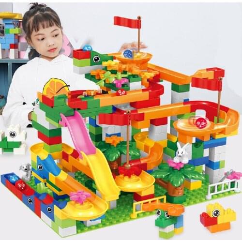 Marble Race Running Block Labyrinth Ball Track Funnel Slider Compatible With Legoed Duploed Diy Brick Childrens Toy Gift