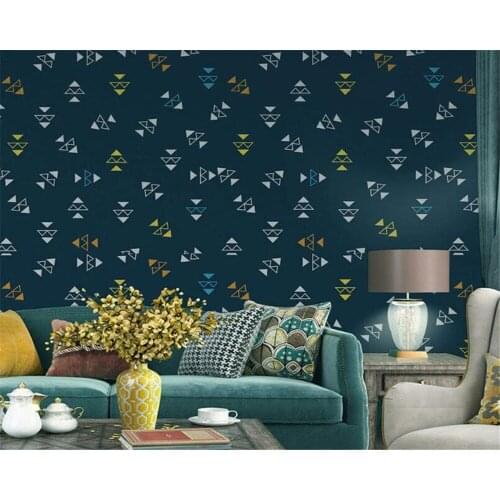 Beibehang Custom Wallpaper Geometric pattern retro blue wallpaper Mural Living Room TV Background Wall Painting 3d wallpaper