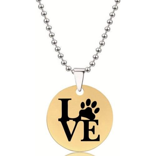 BLINGPAW Stainless Steel Pendant Neckalce Love Paw Prints Keychain Bag Ornaments Tag Gold Black Silver
