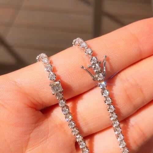 Aazuo Real 18K White Gold Natrual Diamond 2.0ct Classic Square Tennis Bracelets For Woman Upscale Trendy Engagement Party